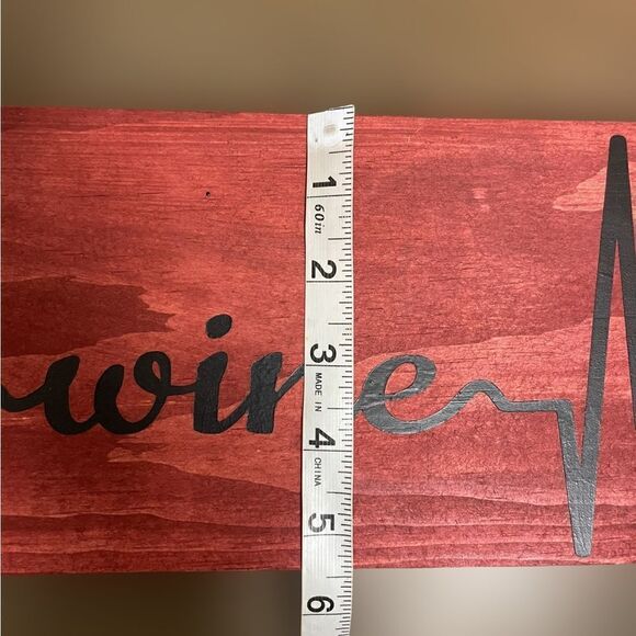 Wine Heartbeat Wooden Home Decor Stained Red Wood with Black Lettering - Picture 10 of 11
